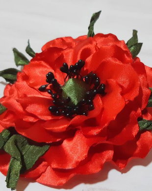 Brosa floare de mac/Accesoriu par/Flori textile
