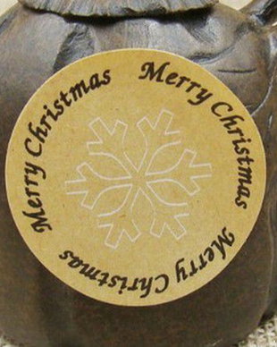 K0326 - (240) Etichete adezive, hartie natur imprimata, Merry Christmas, 30mm