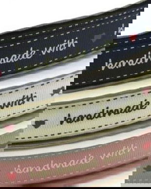 K0316 - (4,5m) Panglica ripsata/grosgrain, aspect matasos, "Handmade with love", 16mm