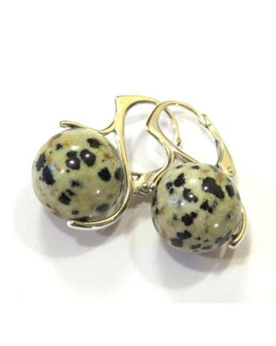 Cercei delicati din Jasp dalmatian si argint 925 - CE296.13 - Cercei eleganti pietre semipretioase, cercei albi negri