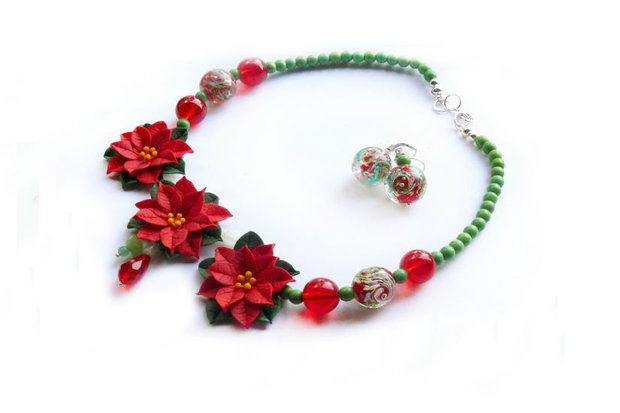 Set cu Floarea Craciunului si lampwork