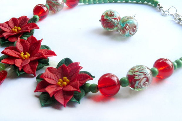 Set cu Floarea Craciunului si lampwork