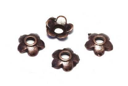 Capacel metalic, cupru, 6.5x2 mm - 10 bucati