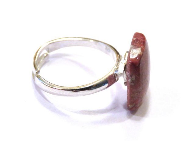 Inel deosebit din Argint 925 si Thulit patrat - IN563 - Inel roz prafuit, inel romantic, inel pietre semipretioase vindecatoare, inel reglabil