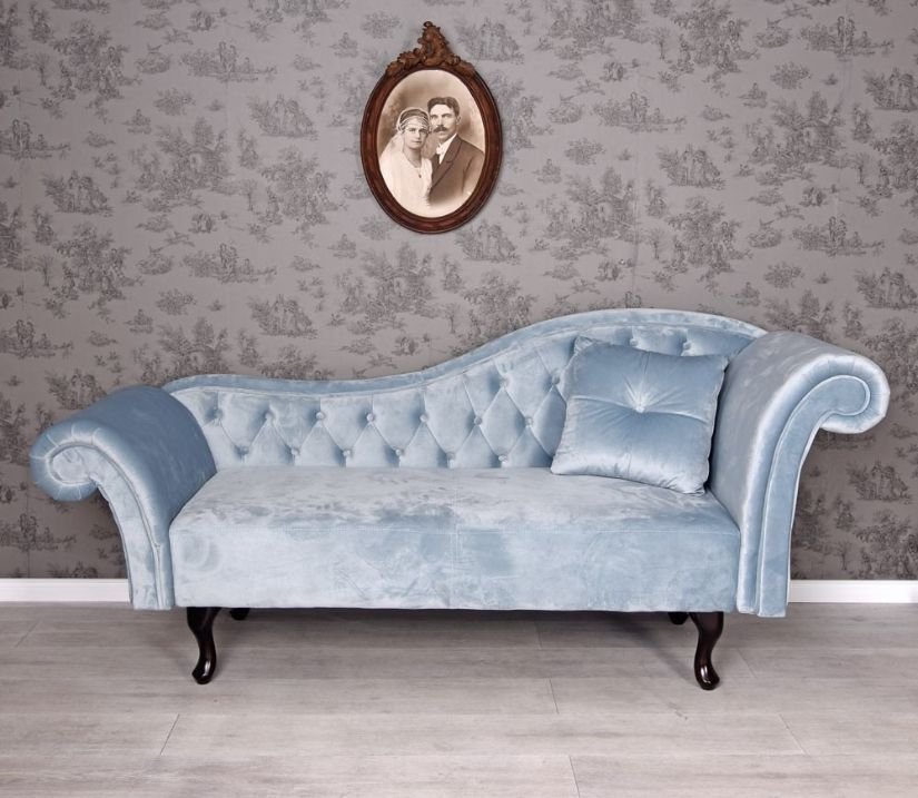 Sofa Chesterfield din lemn masiv cu tapiterie albastru marin Cod: FHA007