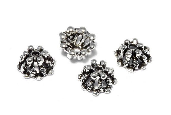 Capacel metalic, argintiu antichizat, 11x6 mm