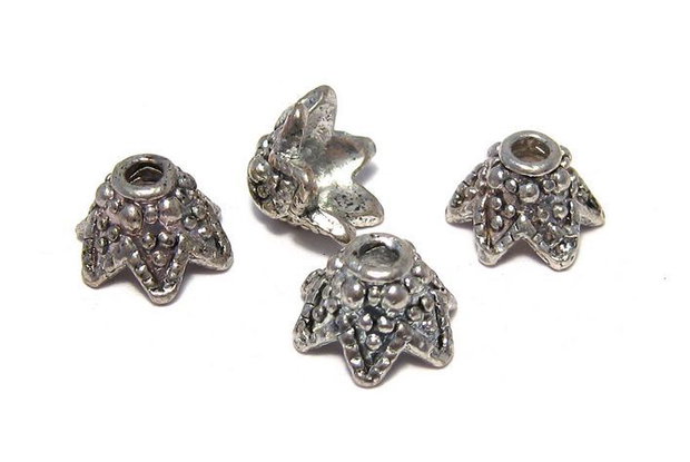 Capacel metalic, argintiu antichizat, 10x6 mm