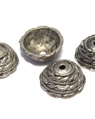 Capacel metalic, argintiu antichizat, 15x7 mm