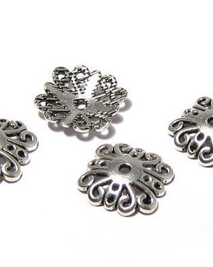 Capacel metalic, argintiu antichizat, 14x14x3.5 mm