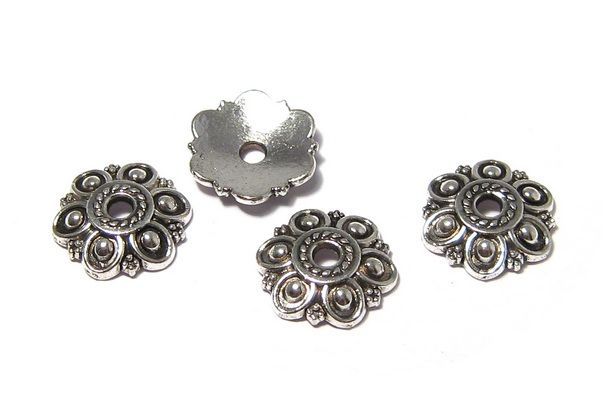 Capacel metalic, argintiu antichizat, 13x3 mm