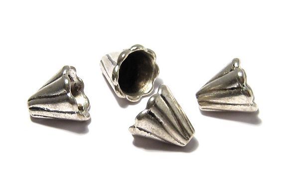 Capacel metalic, argintiu antichizat, 13x12 mm