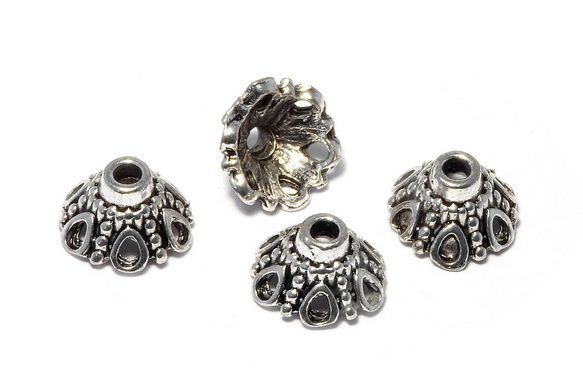 Capacel metalic, argintiu antichizat, 12x6.5 mm