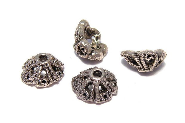 Capacel metalic, argintiu antichizat, 8x5 mm
