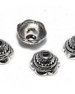 Capacel metalic, argintiu antichizat, 8x5 mm