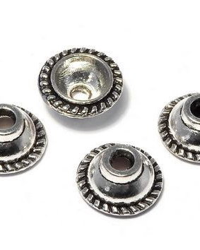 Capacel metalic, argintiu antichizat, 10x4 mm