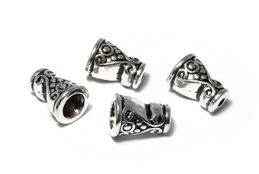 Capacel metalic, argintiu antichizat, 7.5x10 mm