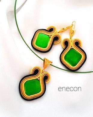 Set soutache verde cu sidef