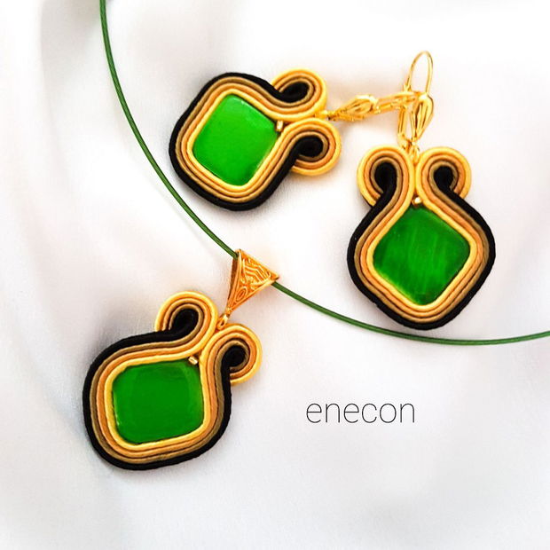 Set soutache verde cu sidef