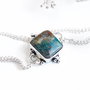 Bratara Chrysocolla cu lantisoare placate cu argint