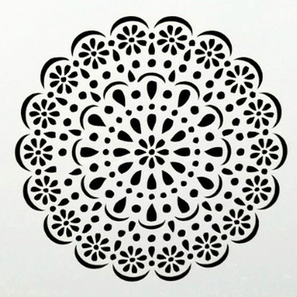 K0430 - Stencil / sablon, plastic flexibil, reutilizabil, mandala, floare, 13x13cm