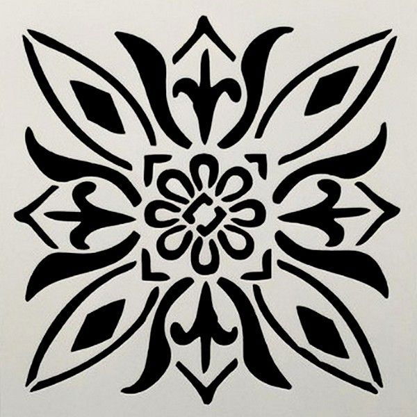 K0426 - Stencil / sablon, plastic flexibil, reutilizabil, mandala, floare, 15x15cm