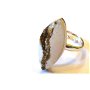 Inel reglabil din Argint 925 si Magnezit - IN569 - Inel alb maro ciocolatiu, inel delicat, inel mireasa