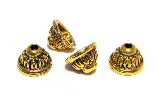 Capacel metalic, auriu antichizat, 11x7 mm