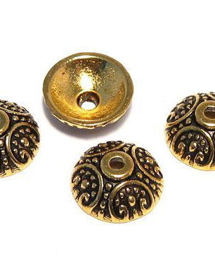 Capacel metalic, auriu antichizat, 10x4 mm