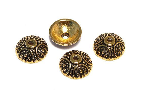 Capacel metalic, auriu antichizat, 10x4 mm