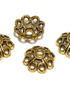 Capacel metalic, auriu antichizat, 10.5x5 mm