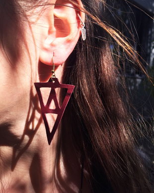Cercei lungi "Triangle" din piele