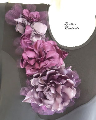 Aplicatie rochie de gala/Brosa /Flori textile