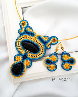 Set soutache piatra  soarelui albastra