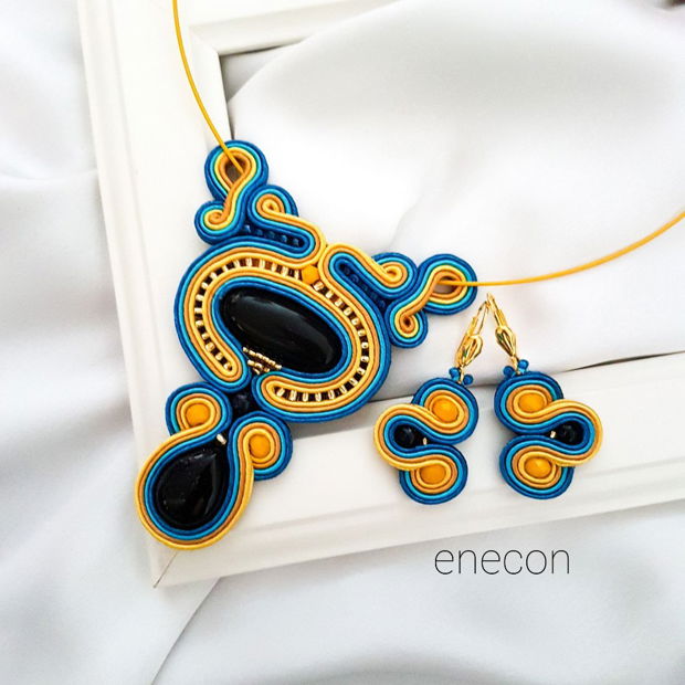 Set soutache piatra  soarelui albastra