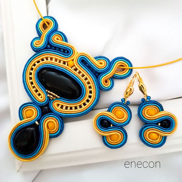 Set soutache piatra  soarelui albastra