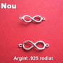 Infinit - link din argint .925 rodiat pentru bratari aprox 6x19 mm (cu anourile)