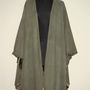 Poncho superb, din piele fina, de caprioara, verde militar