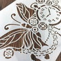 K0431 - Stencil / sablon, plastic flexibil, reutilizabil, fluturi, ceas, rotite, steampunk, 22x16cm