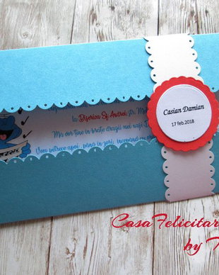Invitatie botez baietei-tematica Strumfi