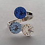 Inel argint cu piatra Swarovski Trio Chaton 7mm Sapphire, Light Sapphire si Crystal