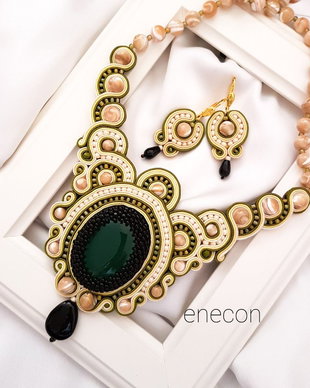Set soutache cu sidef și agat