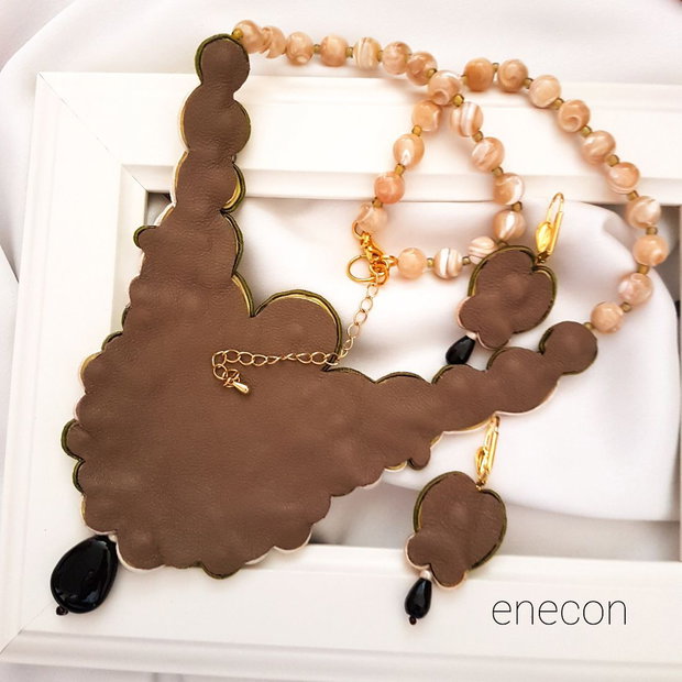 Set soutache cu sidef și agat