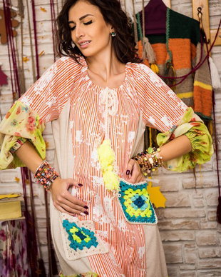 rochie cu tull si buzunare crosetate
