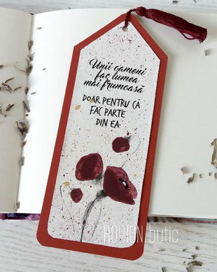 Semn de carte maci handmade pictat mesaj personalizat frumusete