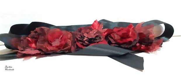 Brau/Cordon cu flori textile/Curea grena