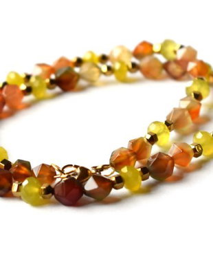 Colier agate multicolore, jad lemon si hematit auriu cu accesorii de inox