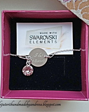 Bratara argint 925 cu banut argint 925 gravat si charm Swarovski