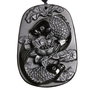 K0482 - Pandantiv / amuleta / talisman, obsidian negru sculptat, pesti arrowana, crapi, 48x34x10mm