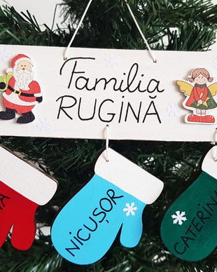 Ornament brad familie, decoratiune membrii familiei, ornament personalizat familie, decoratiune craciun, glob personalizat