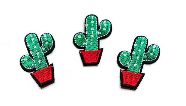 Patch cu broderie cactus  [iron on] - 1 buc